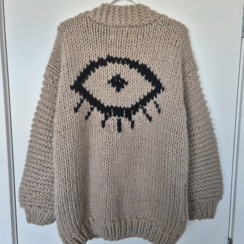 Jackson Rowe Beige Eye Pattern Cardigan - Picture 3 of 3